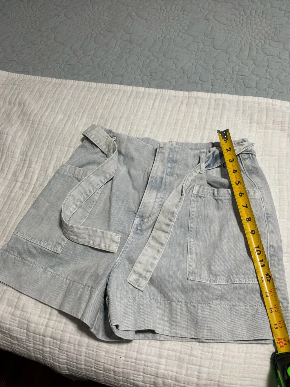 Pilcro Light Gray Paperbag Tie-Waist Denim Shorts - Picture 2 of 4